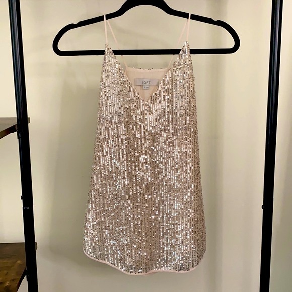 LOFT Tops - LOFT Champagne Pink Sequin Cami